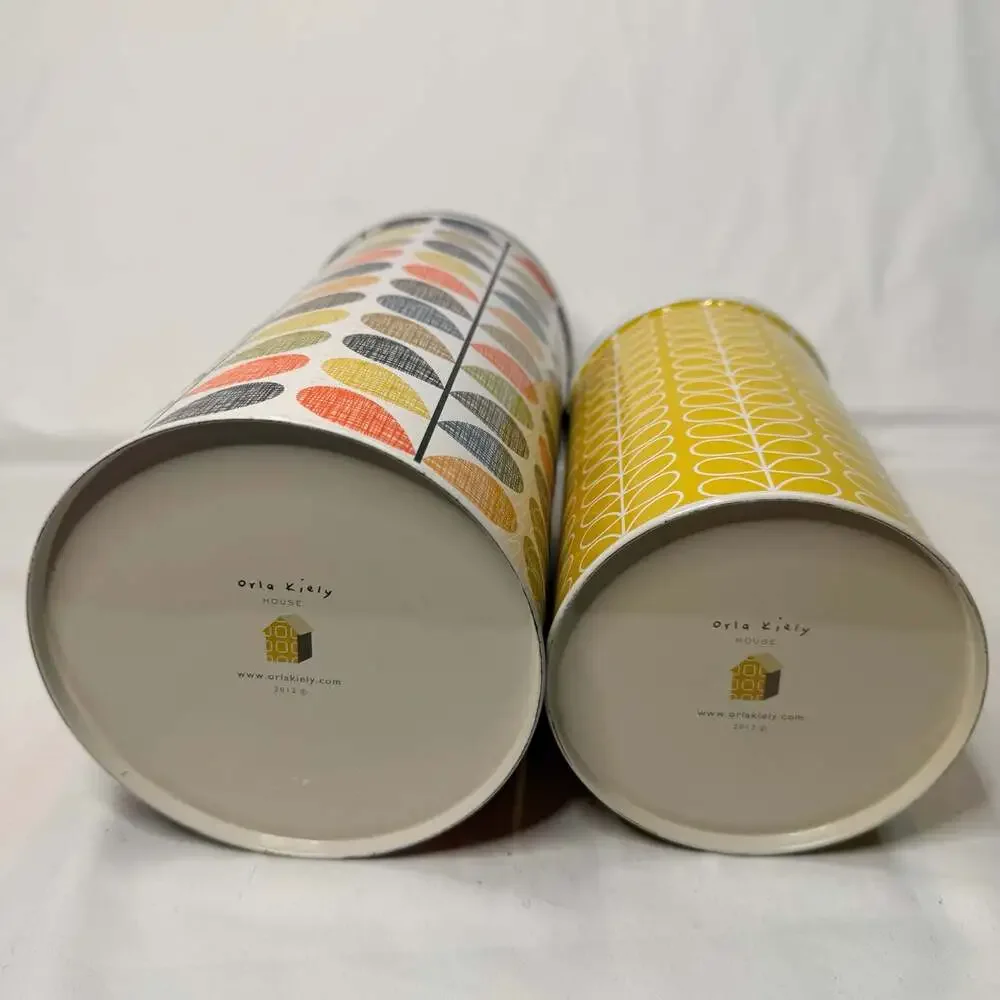 Orla Kiely Multi Stem Print Tall Metal Kitchen Storage Canisters, set of 2